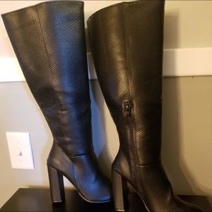 Black, JustFab, NWOT faux snakeskin heeled boot size 6.5.   $18